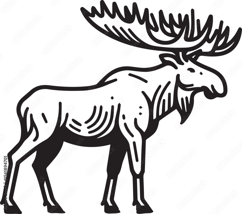 Obraz premium Moose Vector In Black and White
