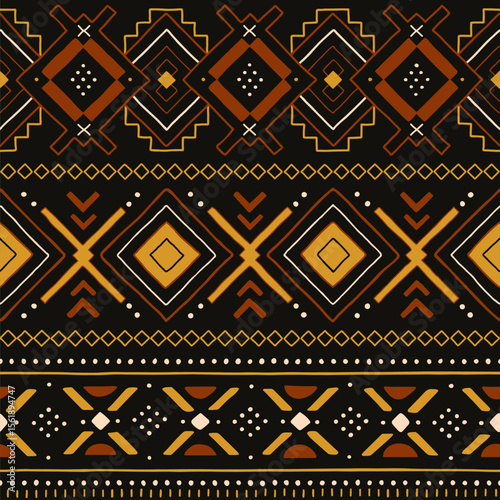 Tribal geometric seamless pattern. African mud cloth. Ethnic print.