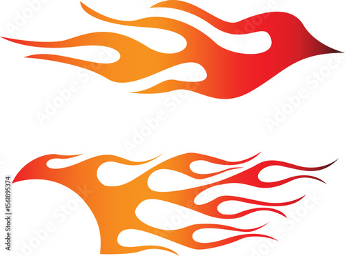 Racing flame car sticker tribal fire flame car decal fire tattoo vector art for car sides and motorcycle tanks, Vector Illustration