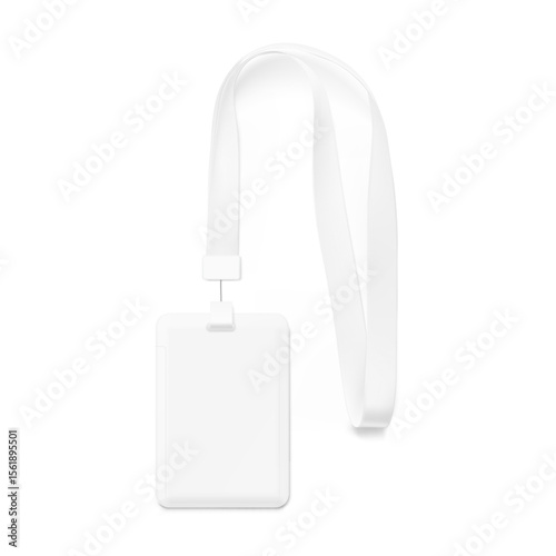 Set of lanyards with id card. Vector illustration isolated on white background. Ready mockup to use for for presentations, conferences and other business situations. EPS10.