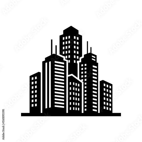 Modern city skyline with tall buildings. Vector illustration.