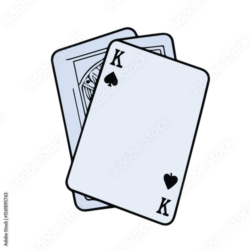 Two playing cards, light purple, showing a King of Spades, are overlapping. Simple graphic design, for use in gambling and casino-themed advertising or web content.