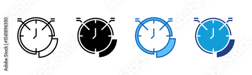 Time Block - Multi Style Icon Sheet Vector Design - segmented clock face, symbolizing time blocking or schedule management