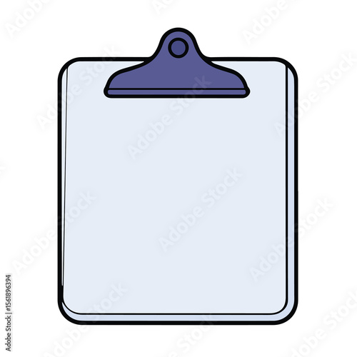 Empty clipboard with simple design. Blank document holder in light-gray color with dark-gray clip. Office supplies for document organization. Generic office supply.