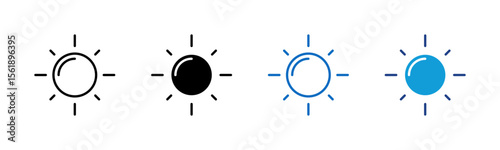 Sunlight - Multi Style Icon Sheet Vector Design - shining sun symbol, indicating daylight, brightness, or natural energy