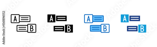 Compare Ideas - Multi Style Icon Sheet Vector Design - Two options labeled and B, representing evaluation or decision-making