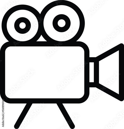 Vintage Style Movie Camera Line Illustration
