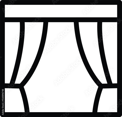 Classic Theater Curtain Illustration in Monoline Style