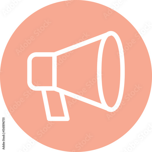 Line Style Megaphone Icon on Orange Background