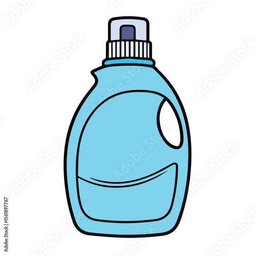Light blue laundry detergent bottle with simple design. Standing upright against a plain white background.