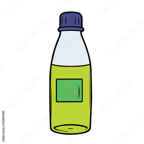 A stylized illustration of a lime green plastic bottle with a dark gray cap and a lime green label. Product display against a plain white background.
