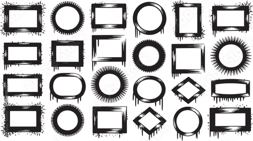 Grunge Frames Dripping Ink Splatter Border Collection