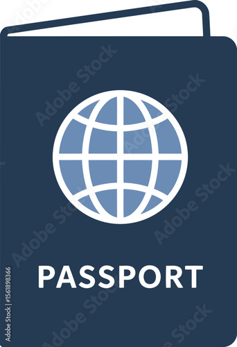 A dark-blue passport cover featuring a stylized globe, symbolizing international travel and identification.