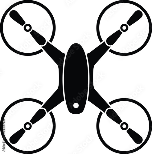 Top-down view of a simple black drone silhouette.