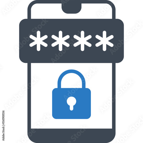 Password Protection Glyph Two-Color Icon – Secure Login, Privacy Lock, and Cybersecurity Symbol