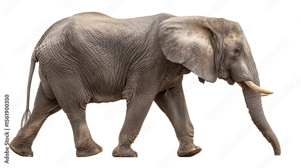 Fototapeta premium African Elephant Walking Isolated on Transparent Background
