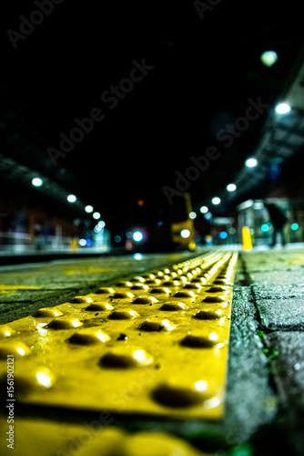 low aspect of a train station at night