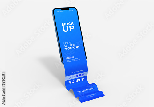 Long Screen Mockup on Smartphone Display Design
