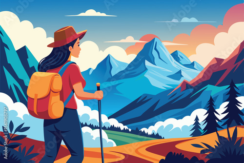 Winter hiking in the snow-capped mountains at sunset offers a stunning view of the natural landscape and sky