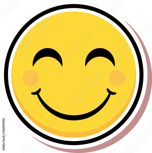 Happy Face Icon with Closed Eyes and Smiling Mouth vector illustration for design