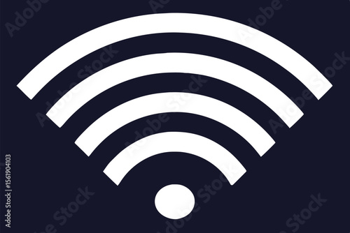 Clean white wifi signal icon on a dark blue background representing wireless technology