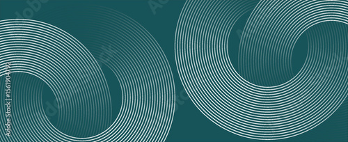 Abstract green glowing geometric lines on gray background. Modern shiny blue circle lines pattern. Futuristic technology concept. Suit for cover, poster, banner, brochure, header