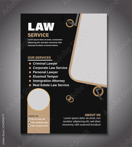 Clean and professional flyer template designed for promoting legal services. Ideal for law firms, attorneys, and legal consultants to showcase expertise, services offered, and contact information.