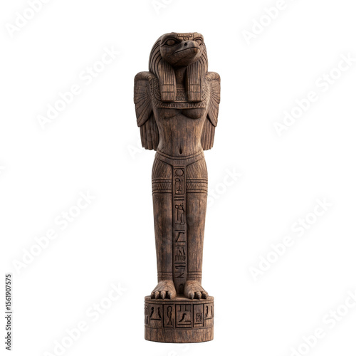 Ancient egyptian falcon god statue on black background