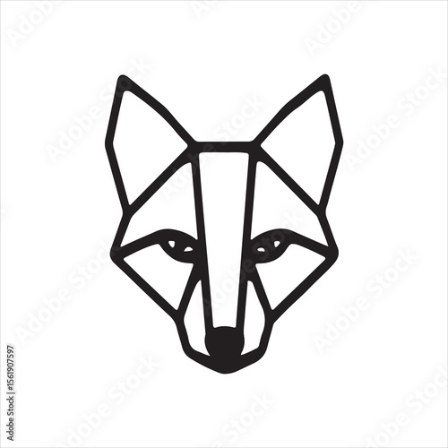 Geometric Fox Head Line Art Illustration