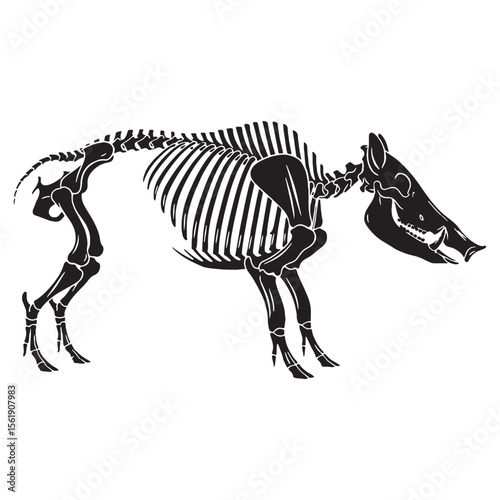 Echoes of the wild – Boar skeleton silhouette in fine Boar skeleton vector style – Boar skeleton illustration

