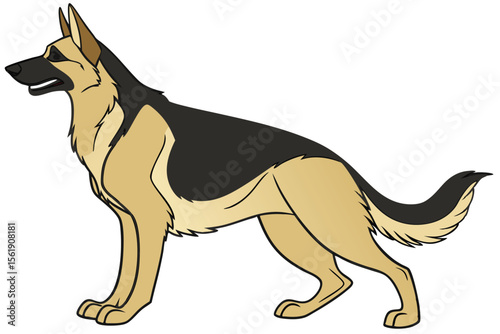 Black and white isolated vector cartoon illustration of a domestic pet dog silhouette