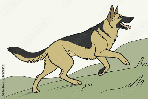 Black and white isolated vector illustration of domestic and wild running animal silhouettes, including dogs, cats, and wolves
