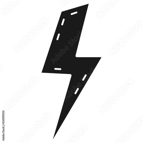 Lightning Bolt Electric Power Thunder Solic black Icon