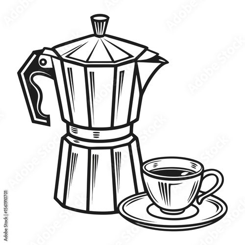 Coffee Pot and Cup Icon Set Vector
