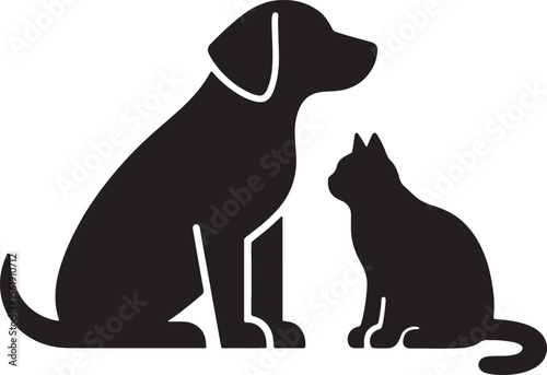 cat and dog  silhouette vector 