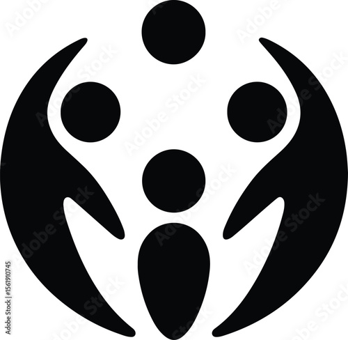 Silhouette family circle togetherness connection minimalist simple vector illustration