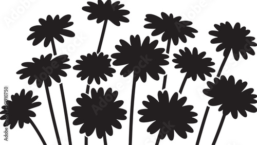 set of flowers silhouettes