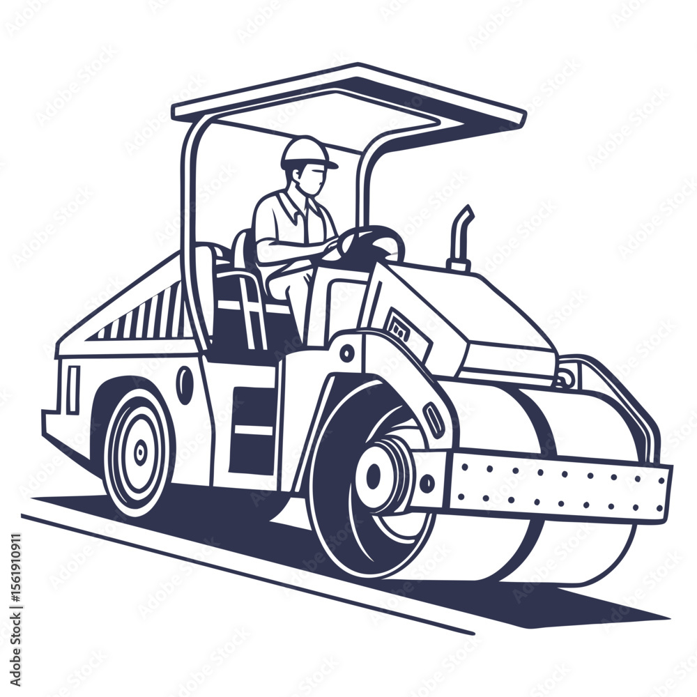 Fototapeta premium Silhouette of Road Paver Machine Isolated on White
