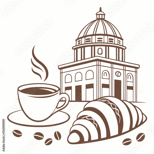 Simple Coffee Shop Icon in Flat Vector
