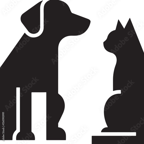 cat and dog  silhouette vector 