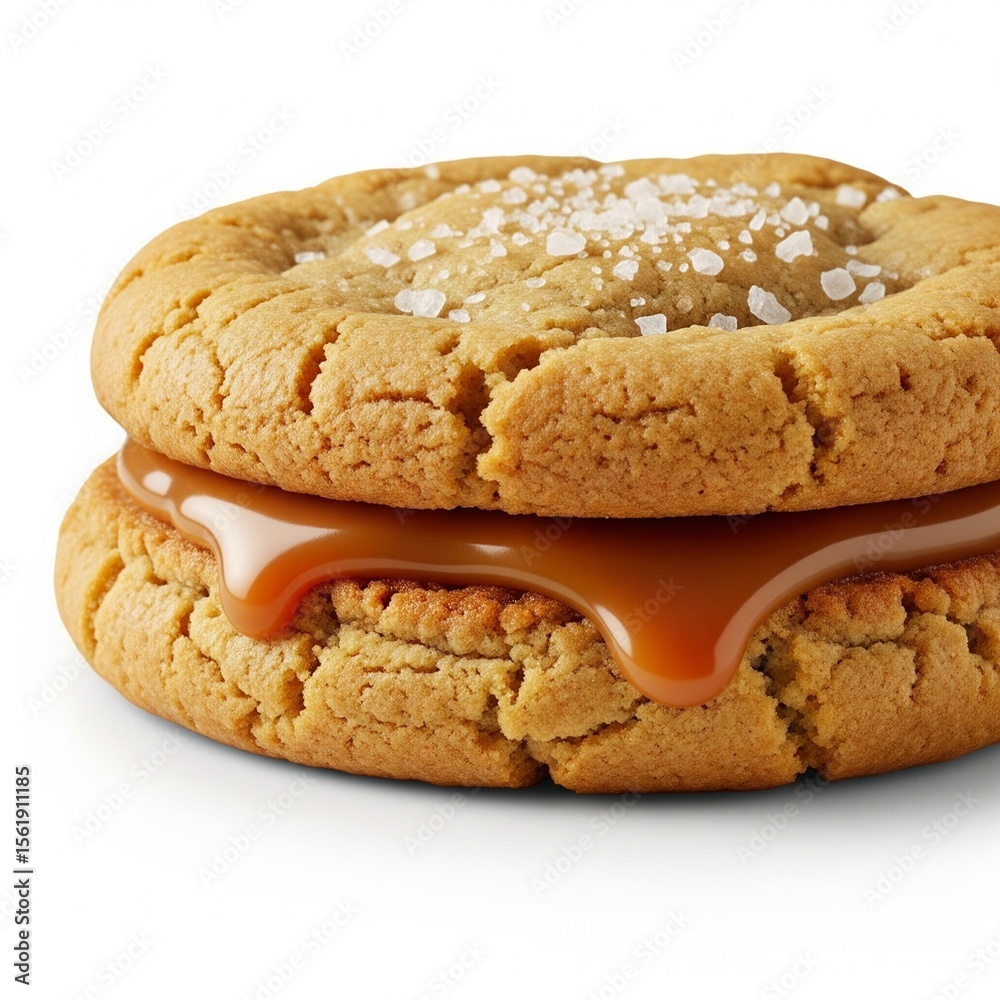 Fototapeta premium Salted Caramel Stuffed Cookies with Flaky Sea Salts