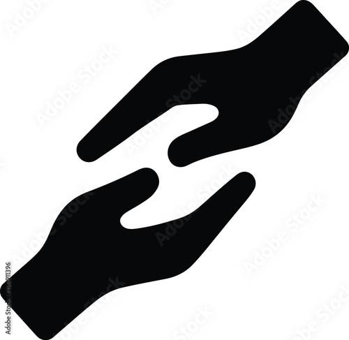 Silhouette hands holding gesture care partnership support vector illustration