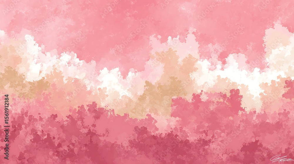 Fototapeta premium Pink Cloudscape Watercolor