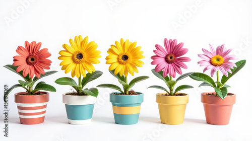 Wallpaper Mural Bright and colorful flowers in decorative pots create cheerful atmosphere, perfect for home decor or gifting Torontodigital.ca