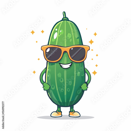 Cool Cucumber: A vibrant cucumber, sporting sunglasses and an inviting smile, stands out. Its lively demeanor encapsulates the essence of fun and coolness, evoking a lighthearted vibe.