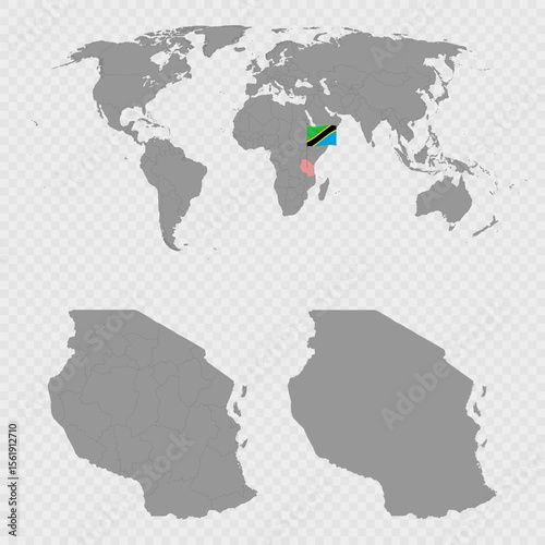 Tanzania Map Set with World Location.