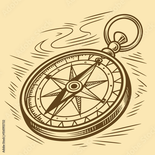 Vintage compass illustration with a classic design and antique feel