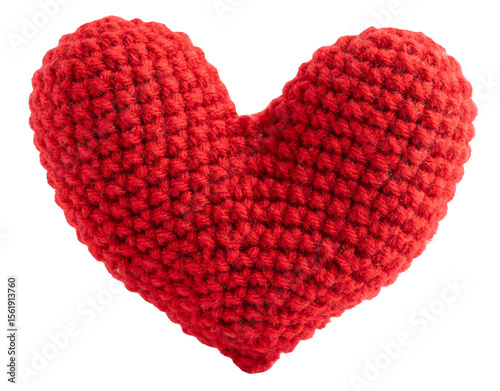 Red heart love Valentine day isolated on white background transparent PNG clipart.