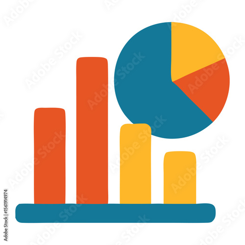 Reporting analytics icon bar and pie charts for insights in data analysis. Suitable for business presentations or digital marketing reports