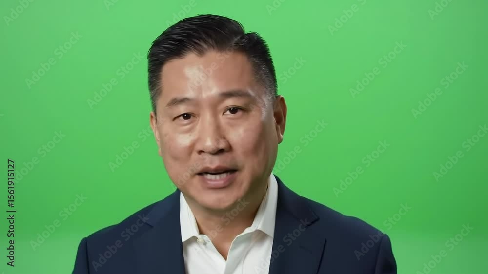 Confident Person Speaking In Front Of Green Screen Confident Person Speaking In Front Of Green Screen